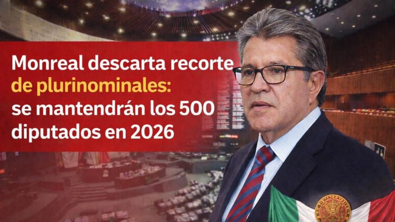 Monreal descarta recorte de plurinominales: se mantendrán los 500 diputados en 2026